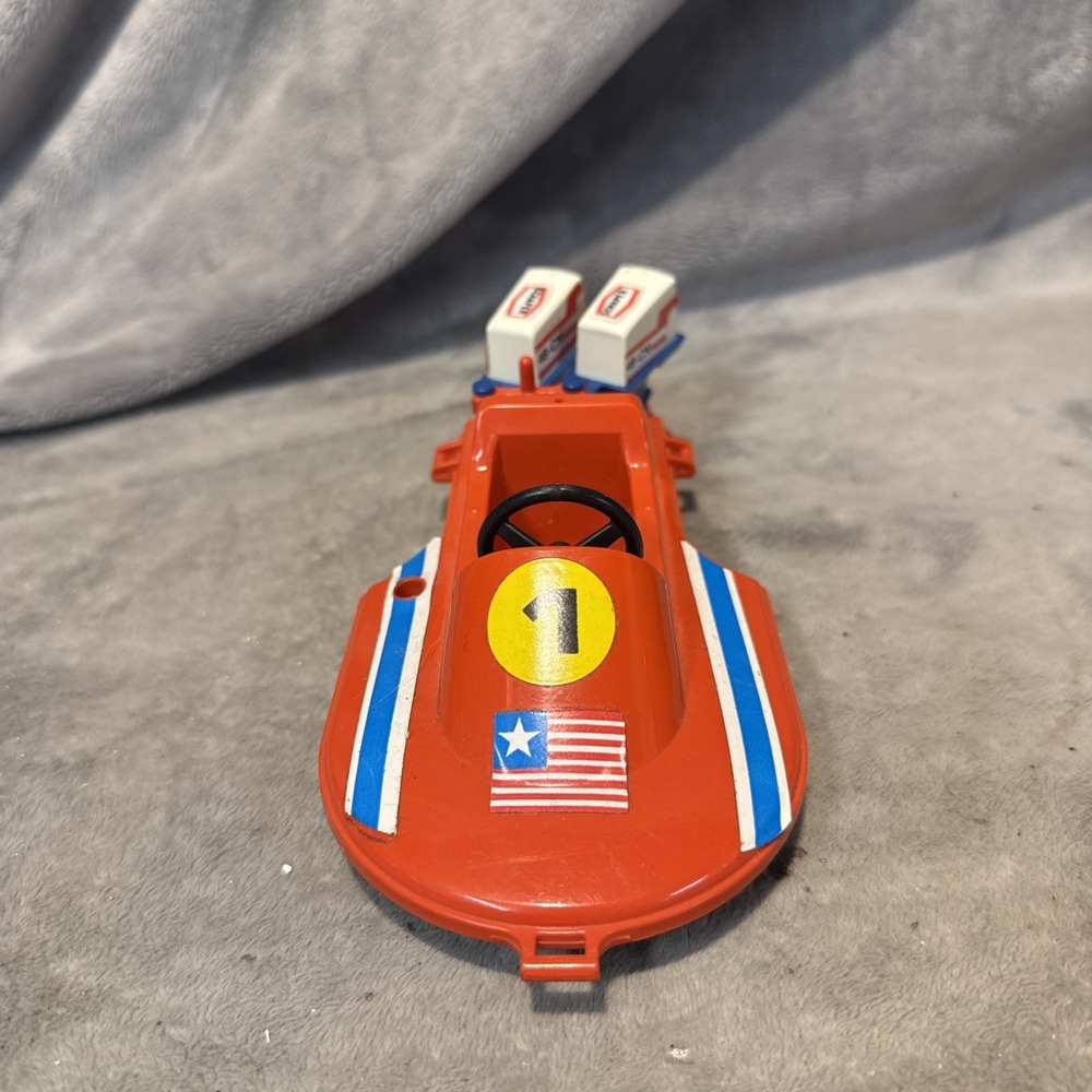 VTG Playmobil Schaper Speedboat Red Racing Boat 1979 Geobra Dual Outboard Motors